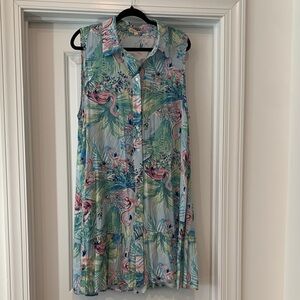 Song & Spirit Flamingos Sleeveless Button-Down dress XL NWOT